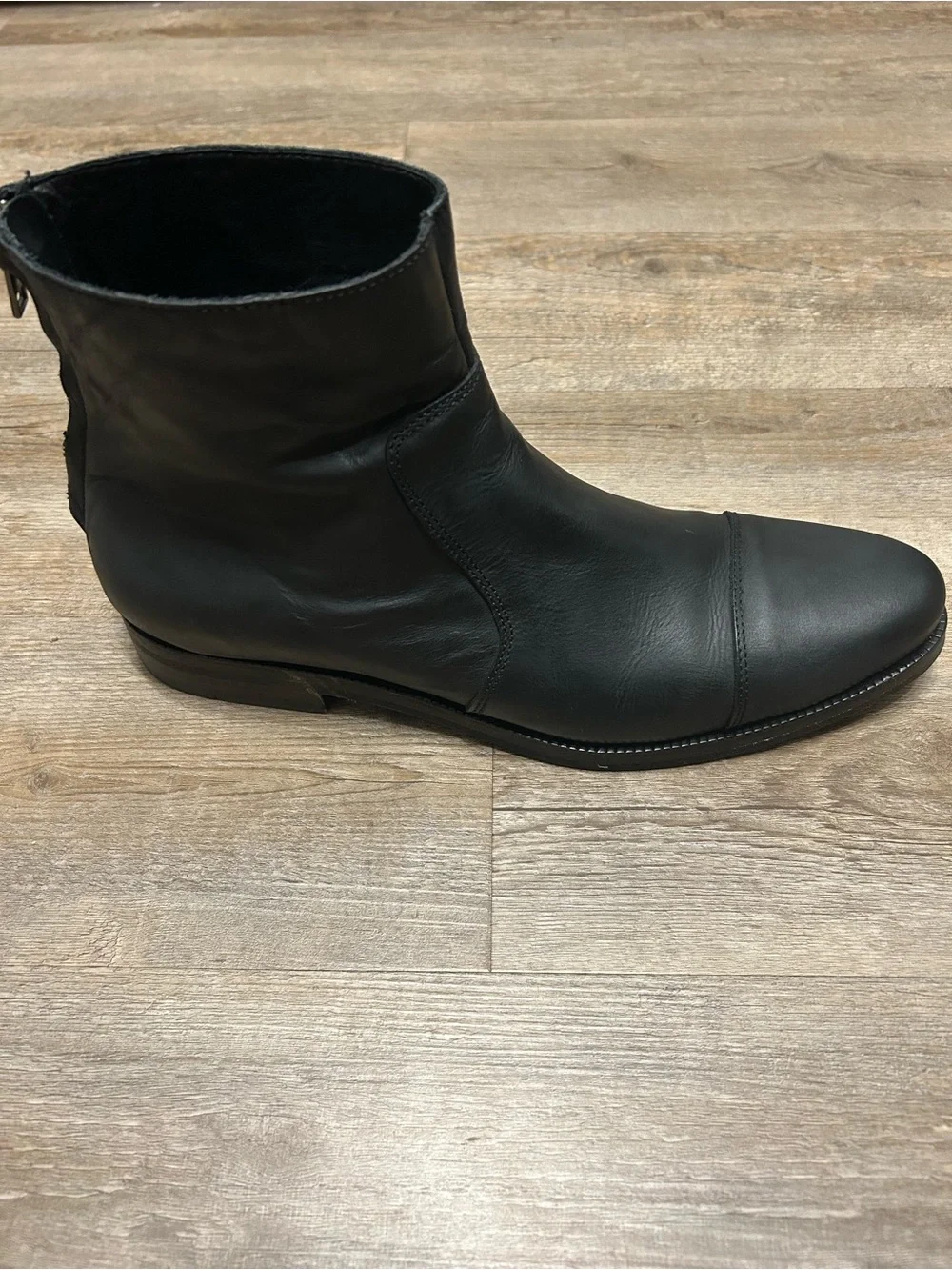 All Saints Men’s Size 46 US 13 Black Leather Chukka Ankle Boots Back Zipper